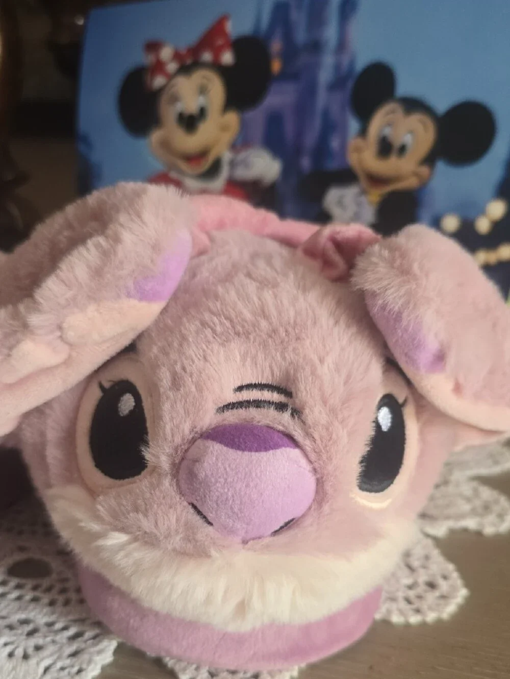 Disney Pink & Purple Stitch Plush Slippers